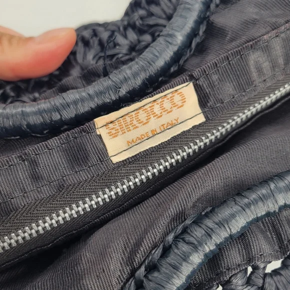 Vintage SIROCCO Purse Made in Italy Small Woven Bamboo Round Handles Zipper - Picture 3 of 11